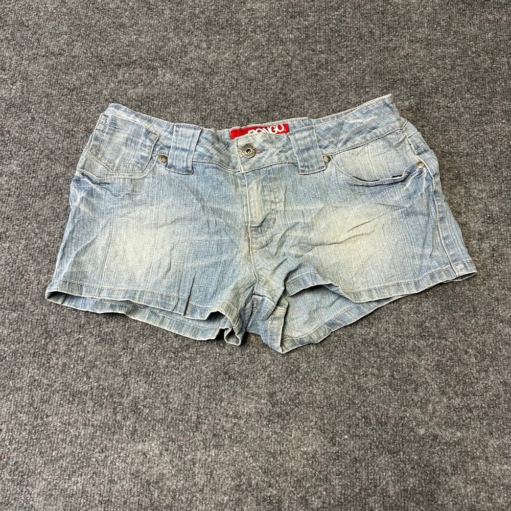 Bongo Denim Shorts Womens Size 13 Blue Low Rise Y2K Ramie Cotton Light Wash